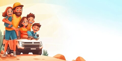 Naklejka premium Family road trip banner