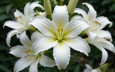 Fototapeta premium A close-up of a white hemerocallis flower