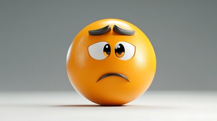 3D Rendered Sad Emoji: A Digital Illustration Against a Neutral Background AI Generated