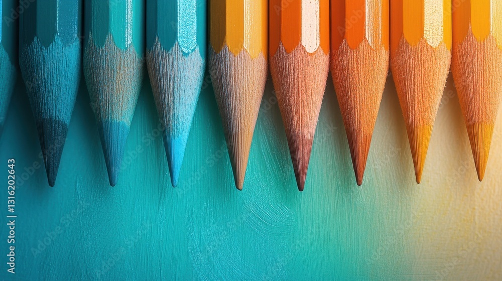 Aufkleber colorful gradient of soft pencil strokes arranged elegantly on a textured surface showcasing artisti