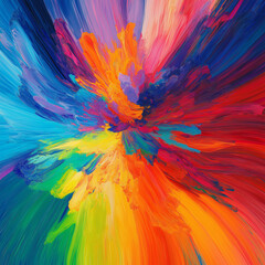 Vibrant abstract painting with swirls and splashes of vivid colors background
