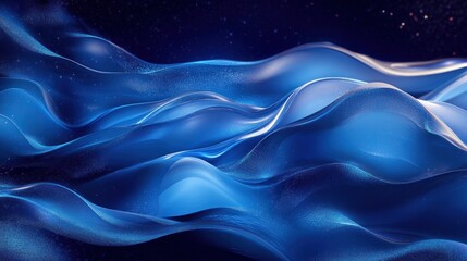 Obraz premium Abstract blue wave background with glowing particles.