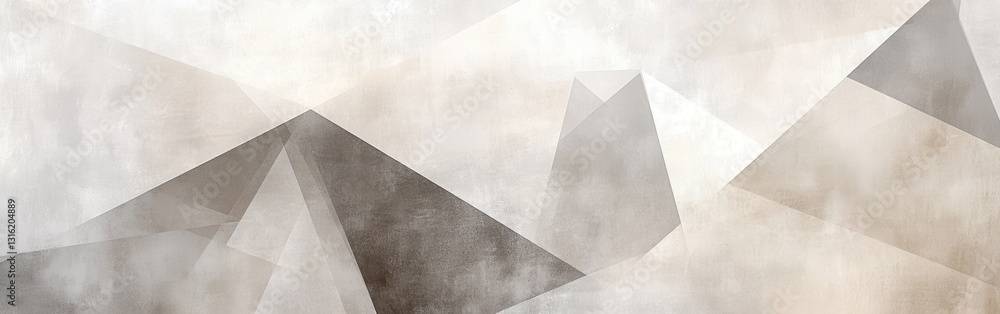 Poster Overlapping geometric layers in soft hues create a tranquil and modern visual experience