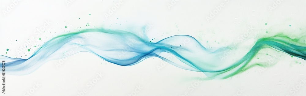 Poster Minimalist white canvas featuring an abstract design with flowing blue and green shapes representing tranquility and fluidity