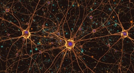 脳の働き、シナプス、電気信号、ネットワークのイメージ