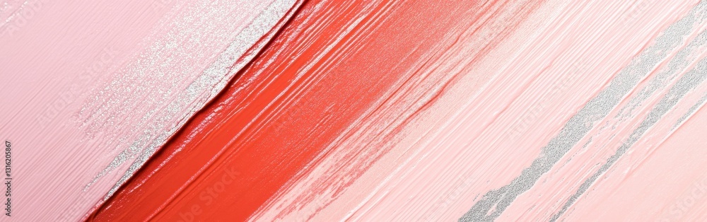 Aufkleber Minimalist pencil strokes create a serene gradient of muted tones in soft pinks and reds blending seamlessly on a textured surface