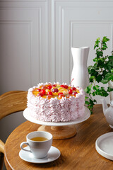 cake with fruit berry jelly