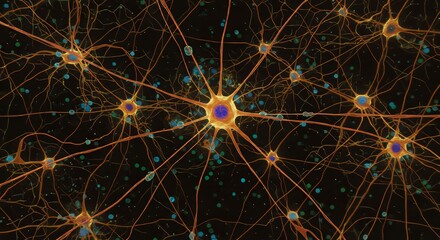 脳の働き、シナプス、電気信号、ネットワークのイメージ
