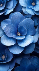 Closeup Vibrant Blue Flowers with Pixelated Design