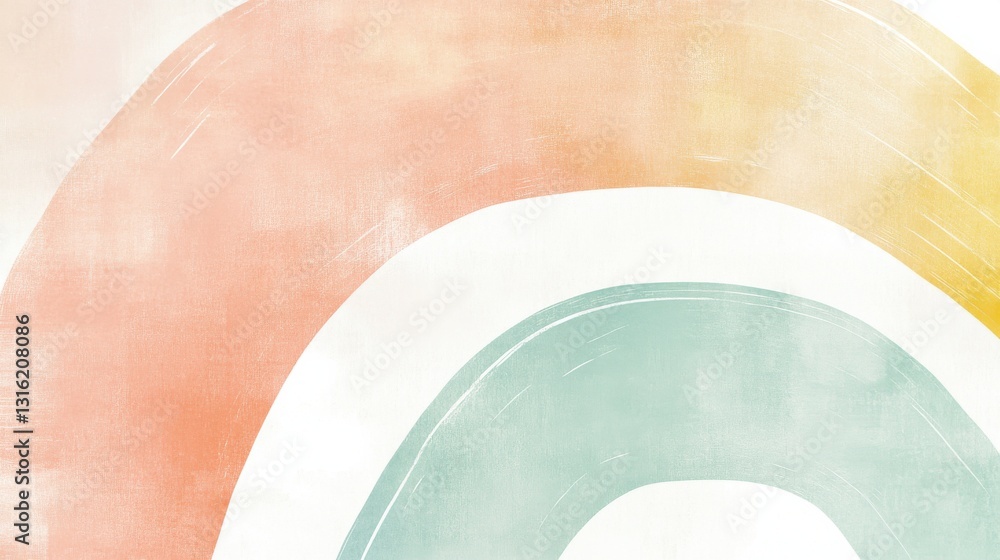 Aufkleber soft pastel arcs create a calming abstract design with muted tones of mint, peach, and cream