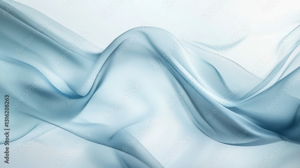 Poster elegant pencil strokes blend harmoniously, creating overlapping waves of soft blue fabric that evoke