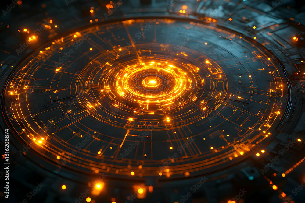 Poster abstract futuristic glowing circle pattern design