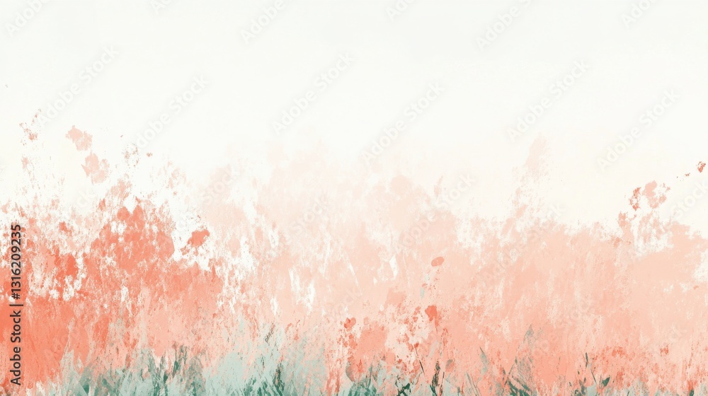 Poster pastel peach and mint fields create a serene landscape perfect for relaxation and inspiration in nat