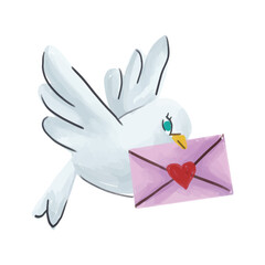 white dove with a love letter