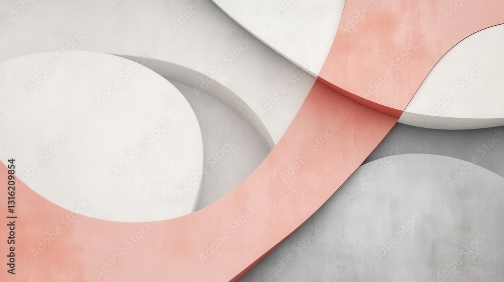 Poster Elegant curved shapes create a harmonious blend of coral and gray tones in modern design