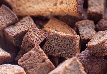 close-up of black bread rusks