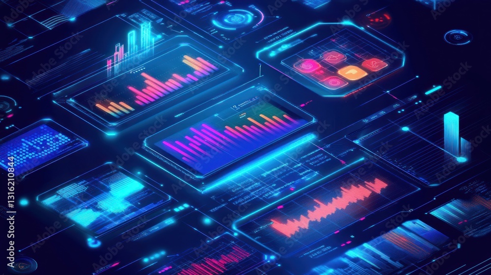 Poster futuristic data displays interface