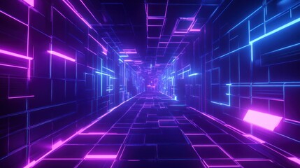 Naklejka premium Neon Futuristic Corridor