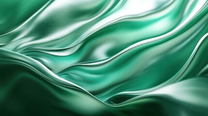Obraz premium Abstract green flowing silk fabric waves.