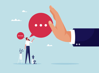 Deny request or manager decision authority, work conflict concept, rejection, say no or disapprove, disagreement, businessman hand reject or deny employee request