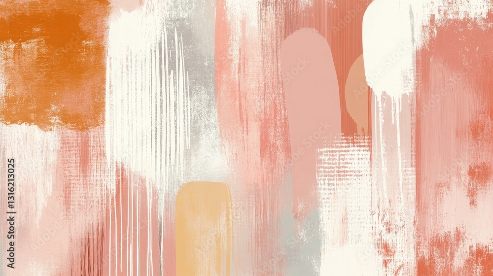 Poster abstract pencil strokes create a harmonious composition of warm and cool tones in a modern art style