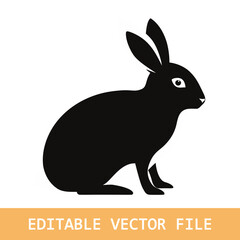 Black side silhouette of a rabbit