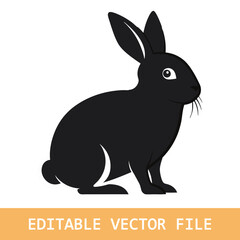 Silhouette of rabbit,Illustration of black rabbit line art,Transparency