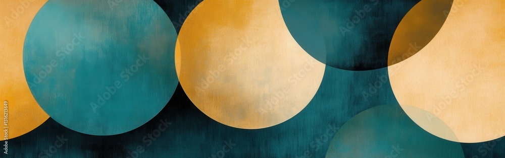 Poster Abstract overlapping circular patterns in warm and cool tones create a visually captivating composition