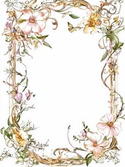 Fototapeta premium Wedding and restaurant menu border frame framing element on white background