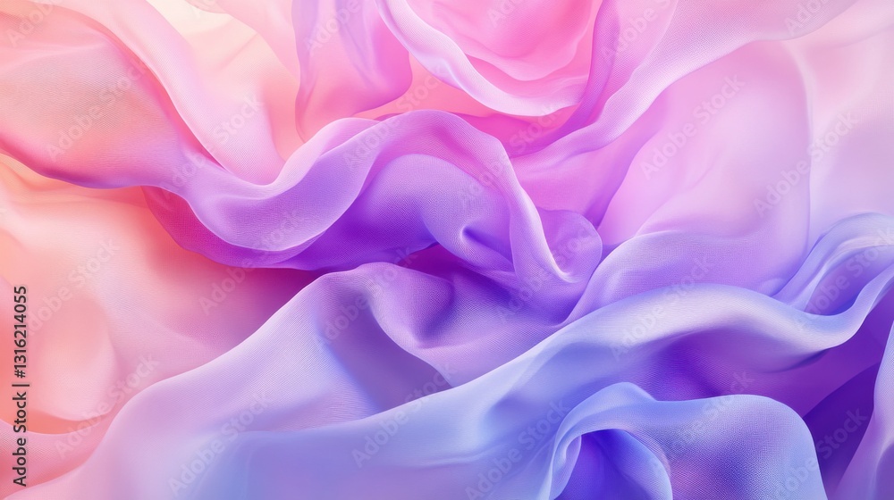 Aufkleber gradient abstract fabric composition showcasing smooth folds in soft pastel hues of pink and purple