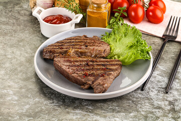 Delicus grilled beef steak with sauce