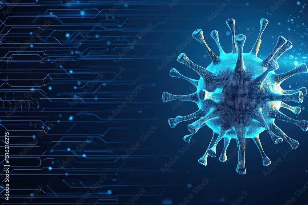 Aufkleber futuristic ai virus evolving in cyberspace with digital circuit background