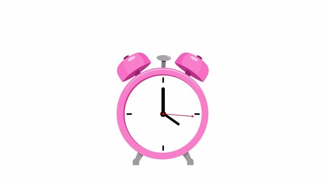 Pink alarm clock ringing isolated on alpha channel transparent Background. Perfect for time management, mornings, punctuality, productivity concepts