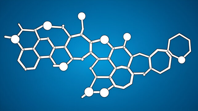 Cabergoline drug molecule. Used in Parkinson's disease and other disease conditions. Skeletal formula.