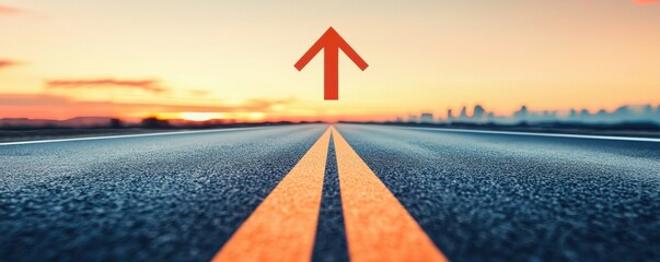 knowledge expansion cognition strategy concept. Vibrant sunset road leading towards a bright future.