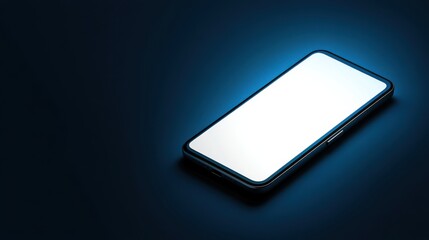 Modern Smartphone on Dark Background with Blue Light Illuminating