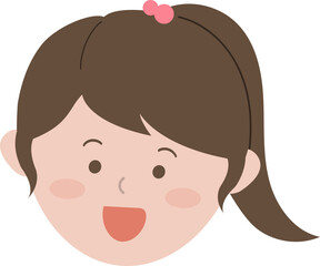 머리 묶은 여자 아이 얼굴