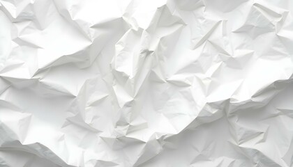 Close-up shot of a crumpled white paper, showing a complex network of folds, creases, and shadows