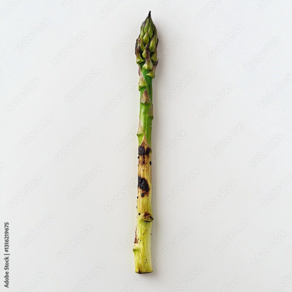 Aufkleber Grilled asparagus spear with char on a plain background highlighting its texture and color