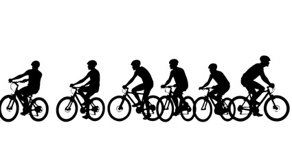 Obraz premium Bicycle silhouette, sport, cycling, vector, illustration, cyclist, cycle, people, biker, ride, woman, biking, activity, mountain, riding, boy, sports, race, wheel, black, person, cartoon, exerc bicycl