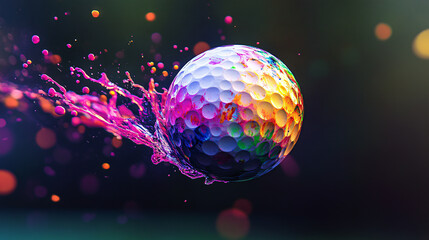 golf ball on black background
