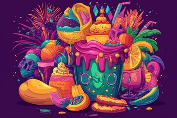 Vibrant Mardi Gras parade float adorned with lively decorations