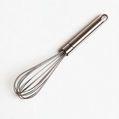Polished stainless steel whisk with sturdy handle designed for efficient mixing and blending in industrial kitchen settings