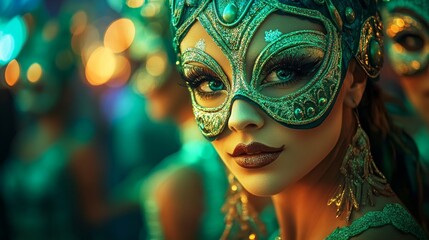 Mardi Gras festivities featuring artistic expressions, vibrant parade components, and elaborately designed masks