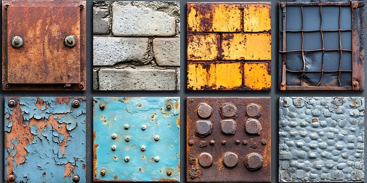 Rusted metal and brick textures