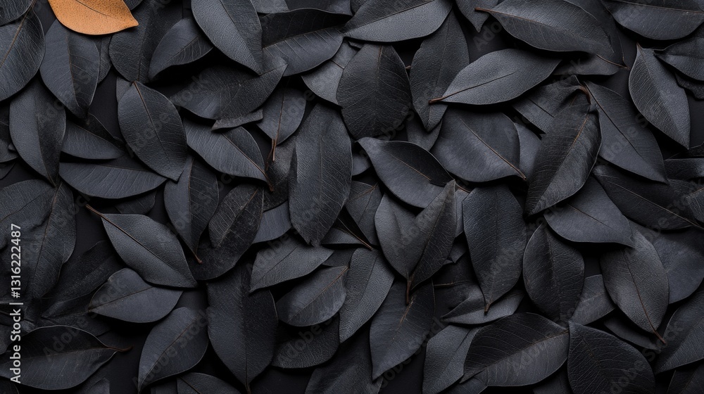 Poster closeup of a leaf background highlighting the rich textures and patterns in a dark and mysterious se