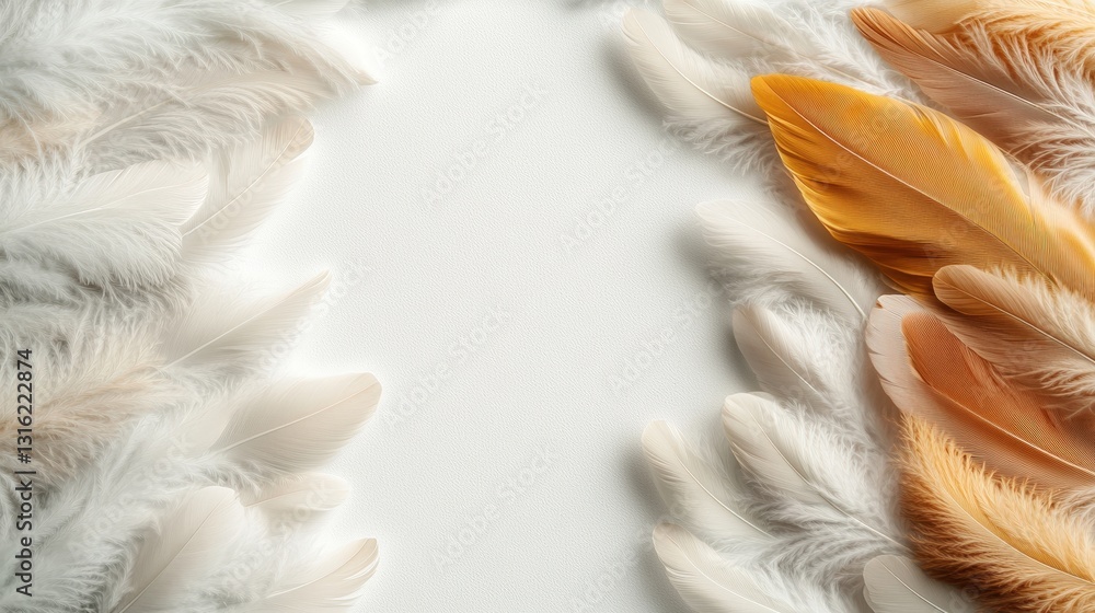 Poster elegant white feather frame creating a soft and ethereal surrounding perfect for artistic and creati