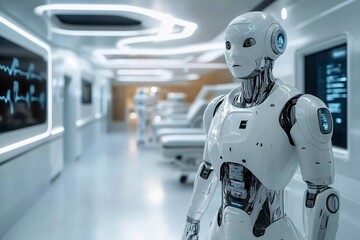 Fototapeta premium Modern surgical room equipped with advanced robotic technology and essential medical instruments