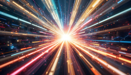 Obraz premium Abstract Light Speed Lines Radiating From a Central Point in Space