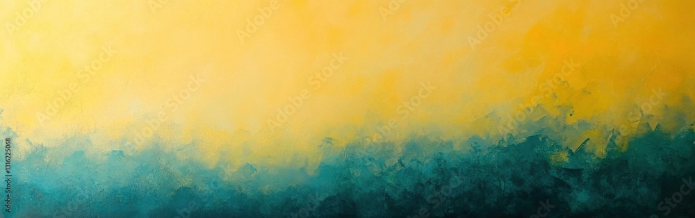 Poster vibrant teal gradient blending with warm tones at dusk in an abstract setting